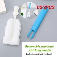 1/2/3PCS Piece Long Handle Baby Bottle Brush Removable Soft Sponge Water Bottle Glass Brush Nontoxic Home Kitchen Cleaning Tool
