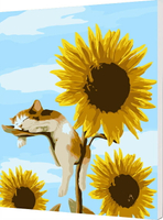 WallFree  DIY手繪數字油畫 掛畫-貓和向日葵