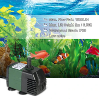 1500L/H 25W Submersible Water Pump for Aquarium Tabletop Fountains Pond Water Gardens and Hydroponic Systems with 2 Nozzles AC22
