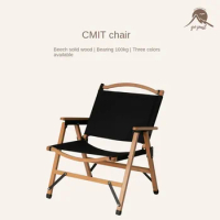 Outdoor Camping Beech Folding Chair Outdoor Camping Portable Leisure Chair Home Picnic Stool Kermit Chair
