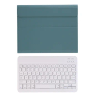 Tablet Case+Bluetooth Keyboard for iPad Air4 10.9 Inch Flip Case Leather Case Tablet Stand(Dark Green)