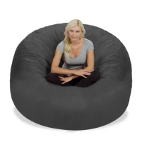 Dropshipping 7ft Large Round Soft Fluffy Artificial Leather Bean Bag Suede Bean Bag Cover Living Room Furniture Decoration