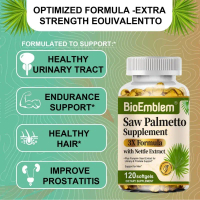 Saw Palmetto Prostate Health Supplements for Men - 3X Kekuatan dengan Biji Labu, Vegan, Non-GMO - 12