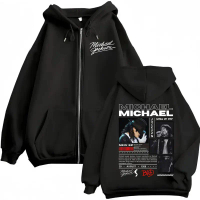 Áo hoodie khóa kéo cổ điển của ca sĩ Michael Jackson, phong cách rock retro thời trang, áo pullover 
