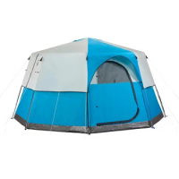 Coleman Octagon 98 Camping Tent, 8-Person Weatherproof Family Tent with Included Rainfly, Carry Bag, Privacy Wall, and Strong Fr