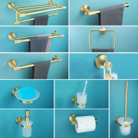 Stainless steel matte black and brushed gold towel bar hook toilet paper holder toilet brush holder bathroom accessories