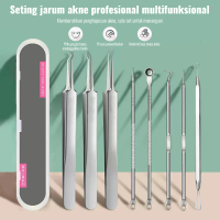 Paket 8pcs Peralatan Pencabut Komedo Susu Stainless Steel - Alat Penjepit Jerawat, Ekstraktor Wajah,