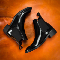 Giày Chelsea Boot nam da bò tấm cao cấp, giày boot đế cao su khâu chắc chắn