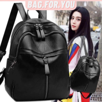 Ready Stock Malaysia woman Backpack travel leather bag handbag shoulder zip bag