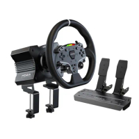 MOZA R5 All-in-One PC Gaming Racing Simulator 3PCS Bundle: 5.5Nm Direct Drive Wheel Base, 11-inch Racing Wheel, Anti-Slip Pedals