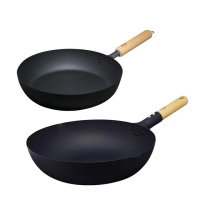 【日本TAKUMI】匠 日本製 岩紋鐵鍋/鐵炒鍋30公分+岩紋平底鍋26cm(超值兩件組)