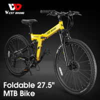 WEST BIKING Foldable 27.5 Inch Mountain Bike 27 Speed BMX MTB Bicycle Men Women Shock Absorption Mechanical Disc Brakes Bike