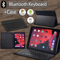 For Apple IPad Air 1 2/Air 3/Air 4 Air 5 10.9Inch Flip Leather Black Tablet Cover Case+Wireless Keyboard Bluetooth Keyboard+Pen