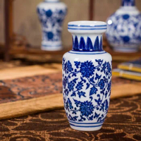 Chinese Flower Vase for Home Vintage Blue and White Porcelain Vase Ceramic Flower Vase Decoration Antique Traditional