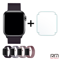 RedMoon Apple Watch 1/2/3/4/5/6/SE米蘭不銹鋼磁吸式錶帶 38/40/42/44mm(附水凝膜)