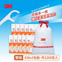 3M 雙線細滑牙線棒共1260支 超值分享包(420支入x3包組)
