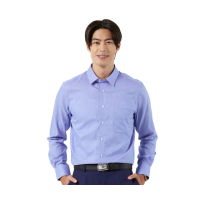 【Blue River 藍河】男裝 藍色長袖襯衫-經典細緻條紋(日本設計 純棉舒適)