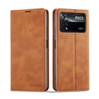 Forwenw Magnetic Flip Wallet Case for POCO X4 Pro 5G M2 M3 M4 Pro X3 X4GT X5 Pro F3 Shockproof Suede Leather Cover Phone Bags