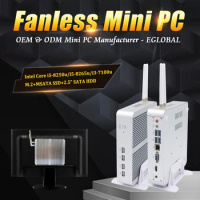 Eglobal New Fanless Mini PC Intel i7-1065G7 2*DDR4 Msata+M.2 PCIE PC Gamer Windows 10 HTPC Nuc VGA DP HDMI