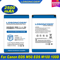 100% Original LOSONCOER Battery 2500mAh LP-E12 For Canon SX70 HS Rebel SL1 EOS-M EOS M2 EOS M10 EOS M50 EOS M100 EOS M200