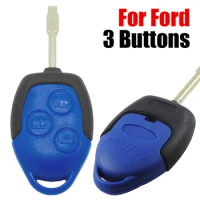 3Buttons Blue Car Key Shell For Ford Transit Focus Fiesta WM VM 2006 2007 2008 2009 2010 Connect Remote Key Case With FO21 Blade