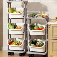 廚房置物架 多層收納架 菜籃子蔬菜收納 落地多層零食推車 移動菜架子