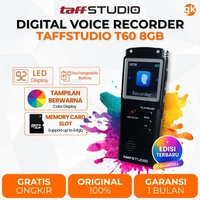 ORIGINAL TAFFWARE Digital Voice Recorder Taffstudio T60 Perekam Suara Stereo 8GB Rechargeable USB Mi