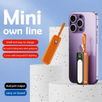 Mini Power Bank 10000mAh Powerbank Fast Charge Portable Type-C/LIGHTNING Cable Pocket Battery Charger for iPhone Xiaomi Samsung