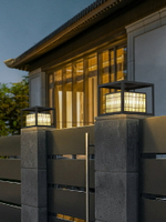 太陽能柱頭燈戶外庭院燈防水人體感應柱子燈新中式門柱燈圍墻柱燈
