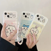 Cute Cartoon Japan Anime Sanrio Chiikawa Card Wallet Pocket Phone Case For IPhone 15 14 13 12 11 Pro