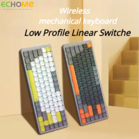 ECHOME Three-mode Wireless Mechanical Keyboard Wired Bluetooth Ipad Computer Laptop Office Low Profile Linear Switche Keyboard