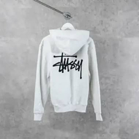 Hoodie STUSSY SIGNATURE LOGO BLACK OATMEAL GREY ZIP HOODIE 100% ORIGINAL XL