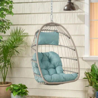 Indoor/outdoor Foldable Rattan Swing Hammock Seat Hanging Egg Chair Without Bracket With Cushion/headrest Garden Furniture Foot