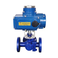 Standard Electric Actuator Three Way Ball Valve Flange , Electric Butterfly Control Valve 0~90 ° Rotation Control Valve Water