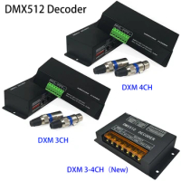 DMX 512 3CH*3A 4CH*4A Decoder 3 4 Channel Driver RGB RGBW LED Strip Decoder DC 12V-24V DMX Decoder For LED Strip Light