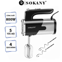 Máy Đánh Trứng Sokany SK-6621 Công Suất 800W, 5 Cấp Độ - Tặng 4 Que Đánh Trứng, Làm Bánh Inox 304