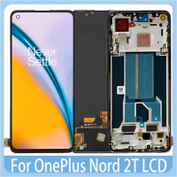 6.43" Original AMOLED For OnePlus Nord 2T LCD Display With Frame Touch Screen Panel Digitizer For CPH2399 CPH2401 LCD Screen