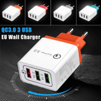 3 Ports Quick Charge QC3.0 USB Charger Power Adapter Mobile Phones Travel Wall EU Plug Fast Charger for Samsung Xiaomi HTC Sony