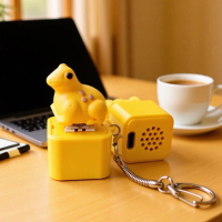 Móc khóa nút với âm thanh con ếch chân thực và đèn LED, đồ chơi giảm căng thẳng dễ thương, quà lưu n