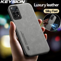 KEYSION Luxury Leather Case for Redmi Note 11 Pro 5G 11S Global Shockproof Phone Back Cover for Xiaomi Redmi Note 10 Pro 4G 10S