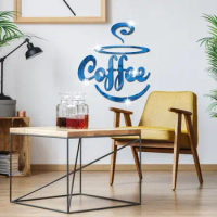 3D Coffee Mirror Stickers Bar Quotes Wall Decal Kitchen Home Wall Decor Vinyl Sticker Coffee Bar Wall Decals Mural Wallpaper