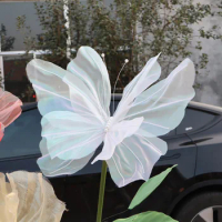 50cm Big Simulation Butterfly 3D Outdoor Shopping Mall Wedding Festival Decoration Hollow Large Hanging Gauze Fake Butterfly