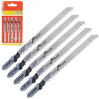 5pcs/set T101BR 100mm High Carbon Steel Reciprocating Jig Saw Fast Cutting Saw Blade for Wood / Board / Plastic Cutting