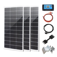Solar Panels Kit 100W 200W 300W 100 Watts Rigid Glass Solar Panel Monocrystalline Cell Off-grid Photovoltaic System Home RV Boat