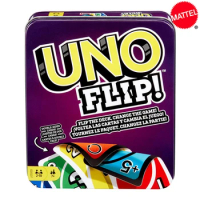 Mattel UNO FLIP! Tin Box Card Games Family Funny Entertainment Board Game Poker Kids Toys Playing Cards