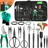 Bonsai Tools Kit 24 PCS Bonsai Tree Kit Tools Bonsai Tool Set Bonsai Starter Trimming Care Kit Include Pruning Shears Scissors