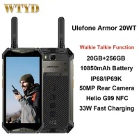 Ulefone Armor 20WT Rugged Phone 20GB+256GB Walkie Talkie Function Waterproof 10850mAh 5.65'' Android 12 Helio G99 4G NFC Smartp