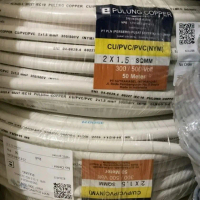 Kabel Listrik NYM PULUNG 2x1.5 mm 2x1,5mm Kabel Kawat Tembaga Isi 2 (per 1 Meter) Putih