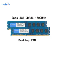 TECMIYO 2X4GB DDR3L 1600MHz UDIMM Desktop Memory RAM DDR3L 1600MHz DIMM 1.35V PC3L-12800U Non-ECC - Blue