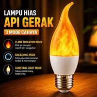 Lampu Hias Dekorasi Model Api Gerak 3 Mode Membara Bohlam Candle Light Fitting Standart E27 3W LED F